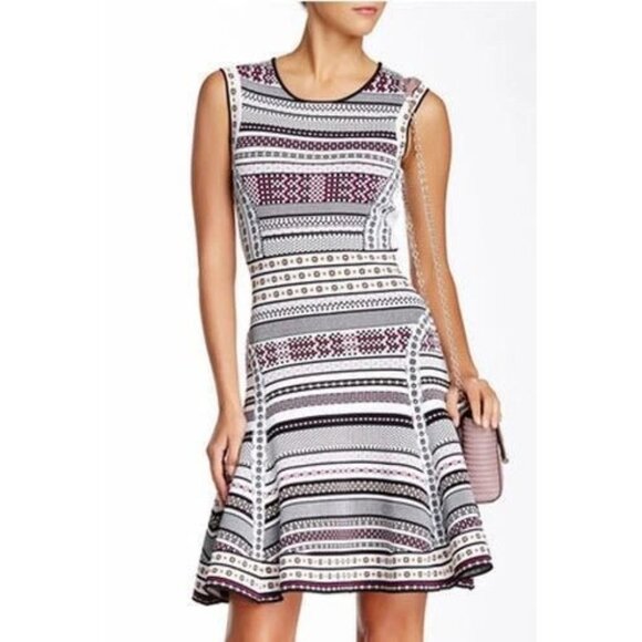Diane von Furstenberg DVF ELEANOR Jacquard A Line Dress Banded Dot $498 Small - Picture 1 of 8